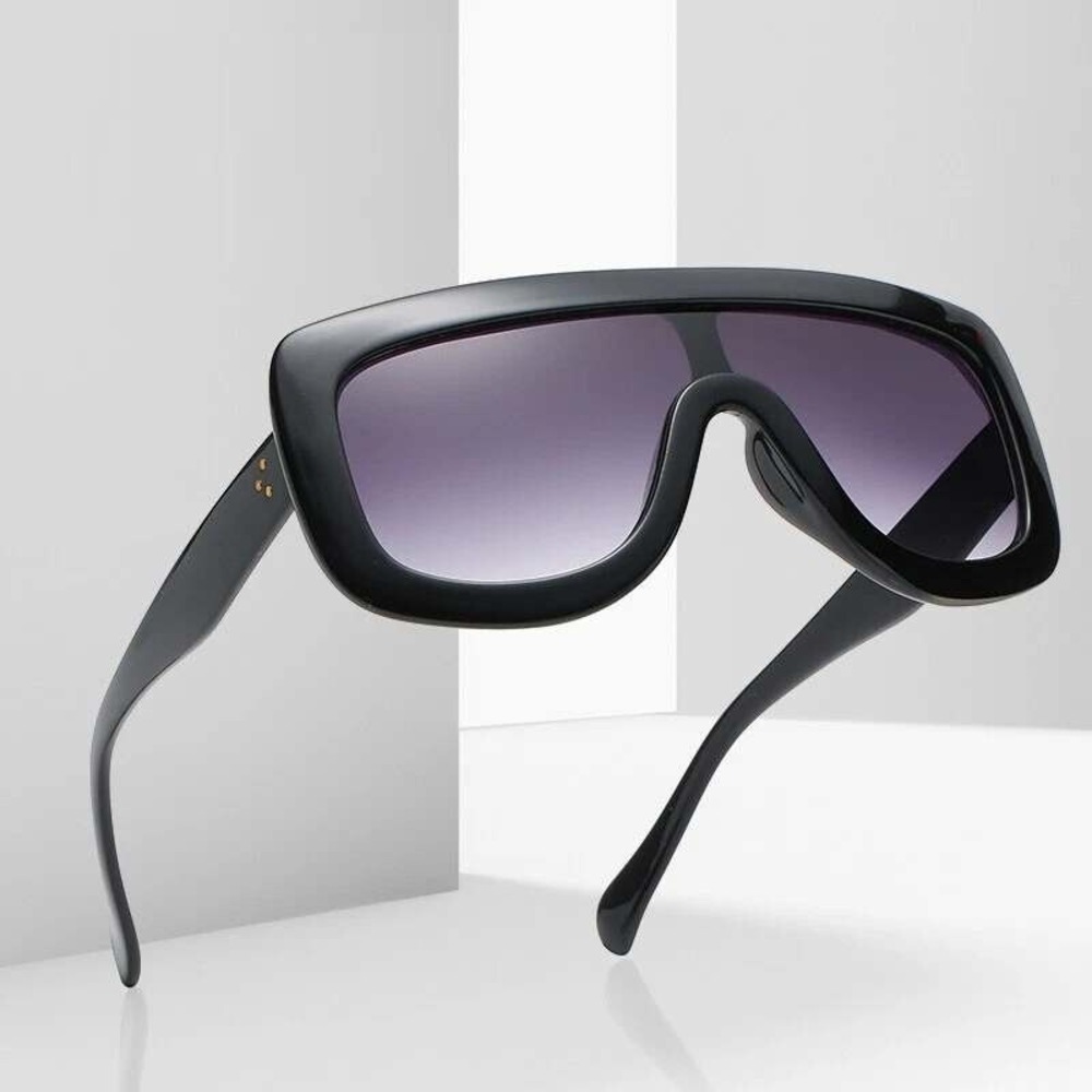 Oversized Flat Top Trendy Square Trapezoid Shape‎ Fashion Mens Womens Sunglasses - Picture 3 of 7